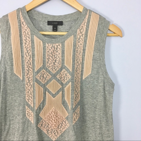 J Crew Lace Applique Tank Top, Like New - Picture 4 of 8